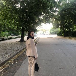 Massimo Dutti oatmeal wool blazer